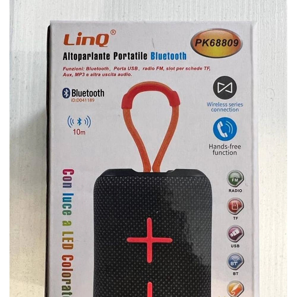 Trade Shop - Cassa Altoparlante Bluetooth Portatile Pk-68809 Supporto Usb Fm Aux Mp3 Luce Led -