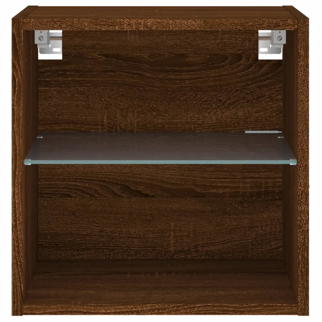 Comodino con Luci LED a Parete Rovere Marrone 837076
