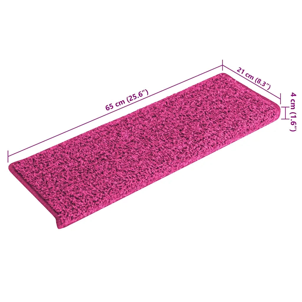 Tappetini per scale 15 pz 65x21x4 cm Rosa Bordo rettangolare 326203