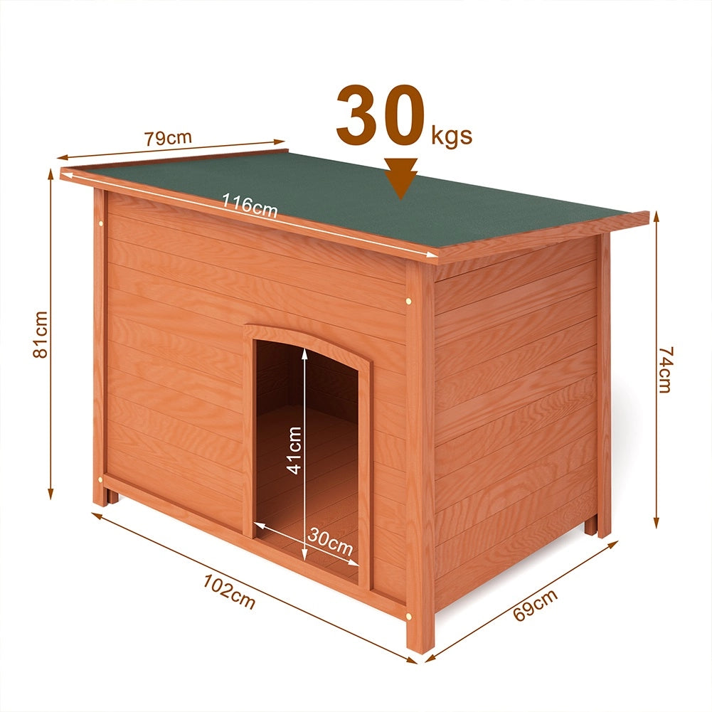 Cuccia per Cani in Legno da Esterno Tetto Apribile Impermeabile 116x79x81cm