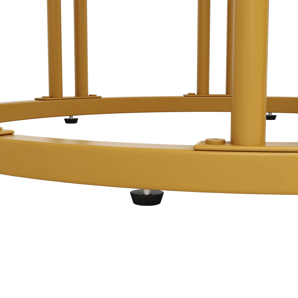 Tavolo da pranzo rotondo con piano in MDF e gambe in ferro, piedini regolabili, per cucina e soggiorno, bianco dorato, 100 × 100 × 76 cm