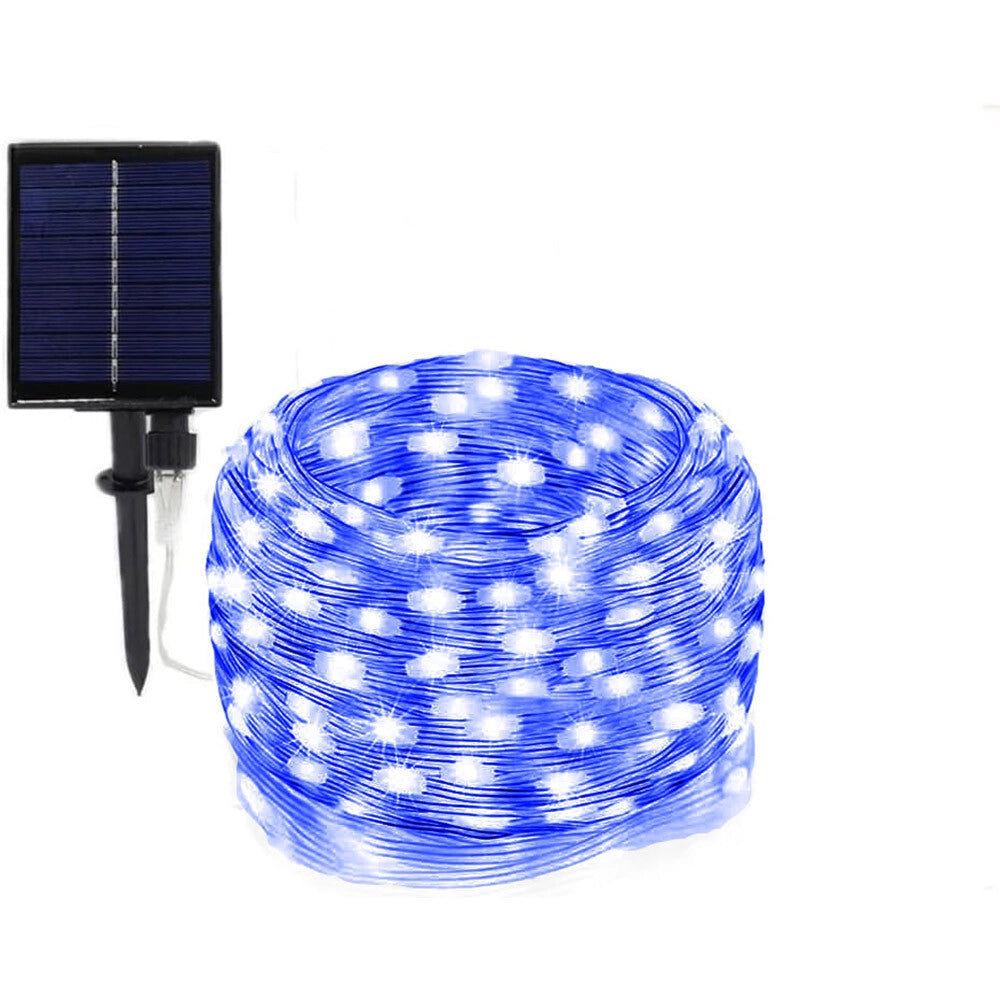 Trade Shop - Striscia Luminosa Led 30 Mt Con Pannello Solare Picchetto Catena Luce Decorazioni Kyp-30 - -blu      -