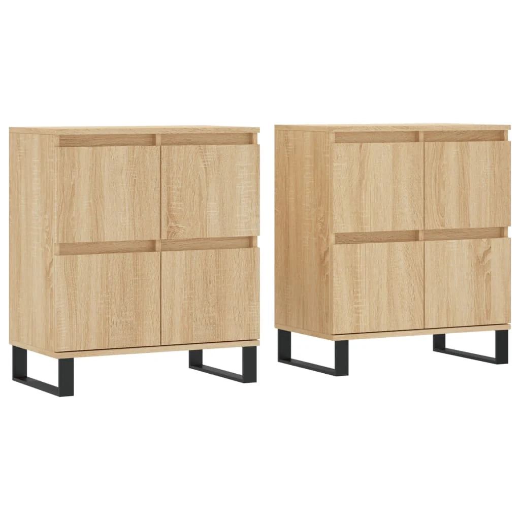 Buffet credenza cassettiera armadio mobile contenitore organizer cucina soggiorno salotti set di 2 legno ingegnerizzato Sonoma marrone 02_0036834