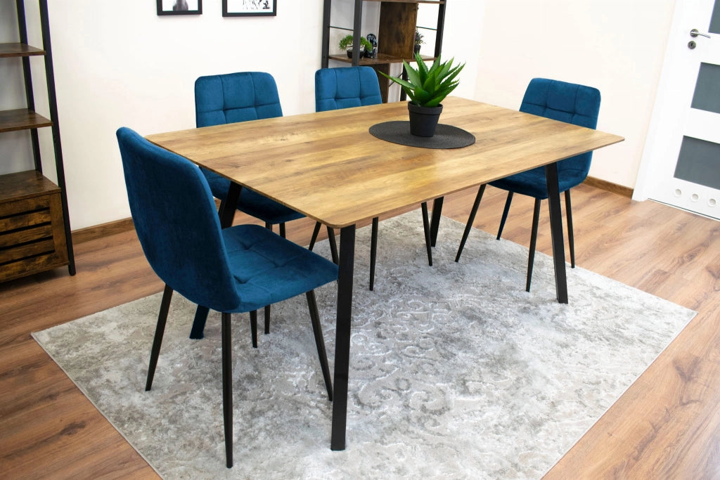 Sedia VALORA PYRA - Moderna sedia in velluto blu navy per soggiorno e ufficio