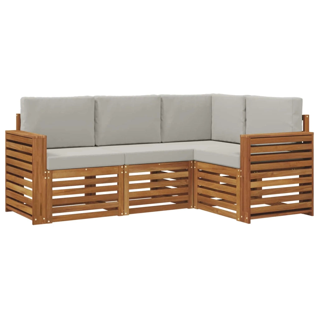 Set divani con cuscino 4 pcs Grigio Naturale e Chiaro