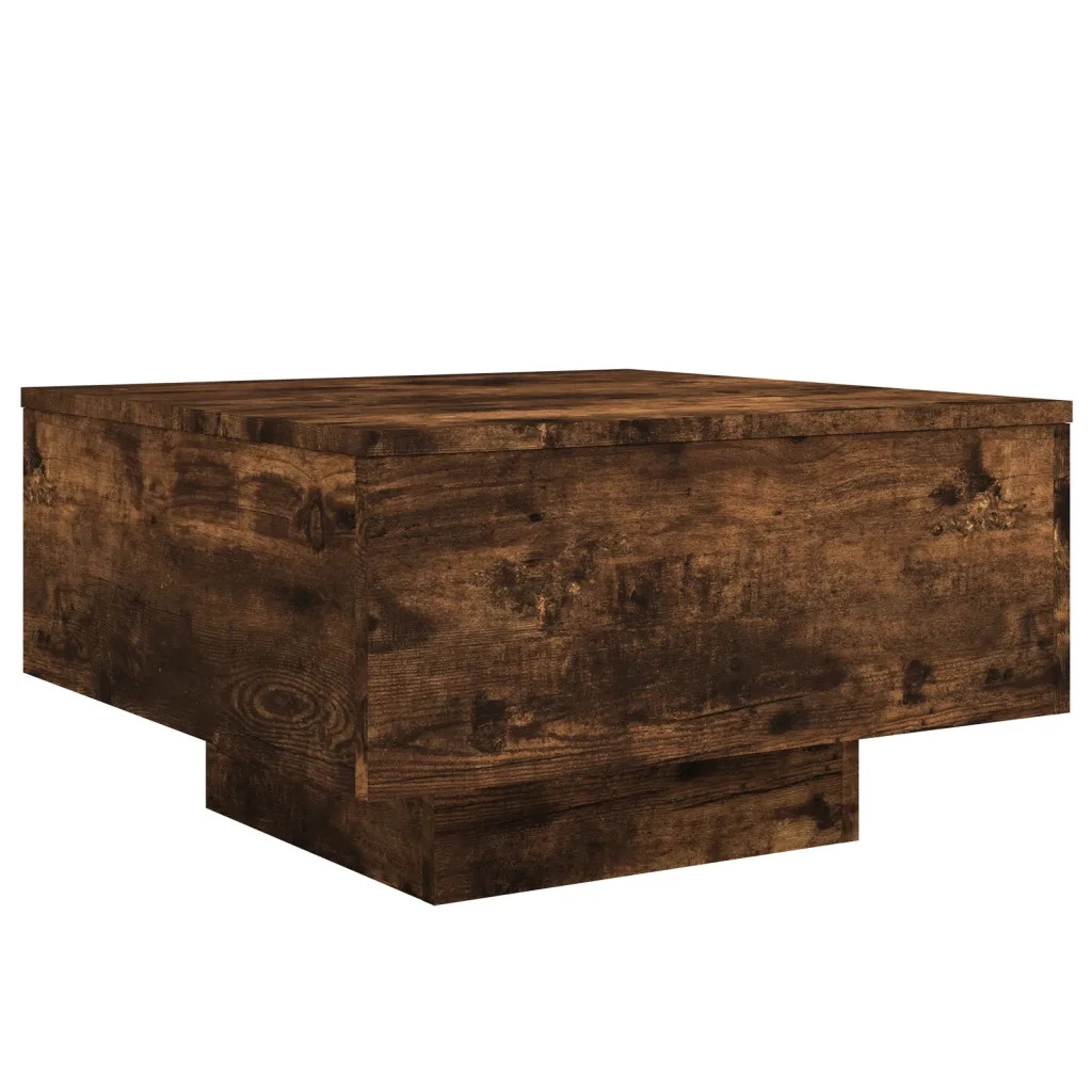 Tavolino da salotto | Tavolino da caff¨¨ | Tavolino da Soggiorno con Luci LED Rovere Fumo 55x55x31 cm