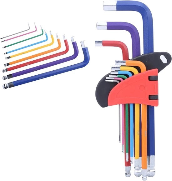 Set di chiavi per bicicletta CRV Piano Lungo - Set di pistoni di plastica - Set di attrezzi colorati per uso domestico DIY - 9 pezzi