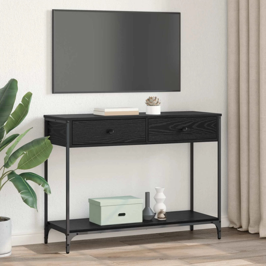 Tavolo consolle con cassetto Rovere Nero 100 x 34,5 x 75 cm 882243