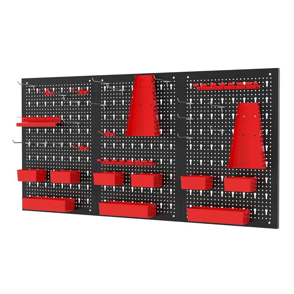 Versatile organizer da parete 120 x 60 x 2 cm per utensili e accessori pratico design in metallo rosso 20_0012943