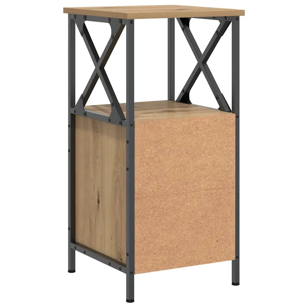 Set di 2 Comodini | Armadio da Notte | Mobiletto da notte Rovere Artigianale 34x35,5x70 cm Legno Multistrato