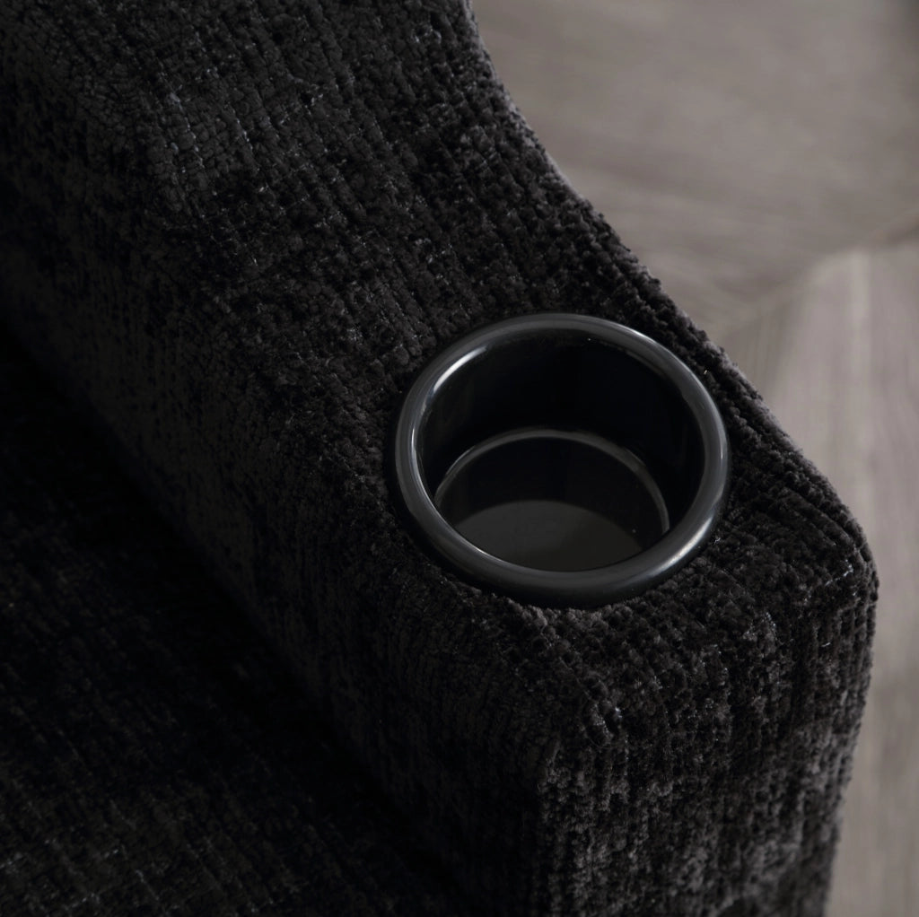 Divano 4 posti con pouf contenitore 196.5x75x77 cm in chenille nero