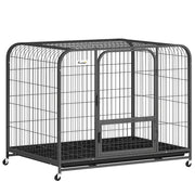 Gabbia per Cani in Acciaio con Ruote ¨C Minimal ¨C Nero, 3 Porte, Vassoio Rimovibile