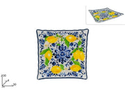 Piatto da Tavola in Vetro Decoro Maiolica e Limoni 30 x 30 cm