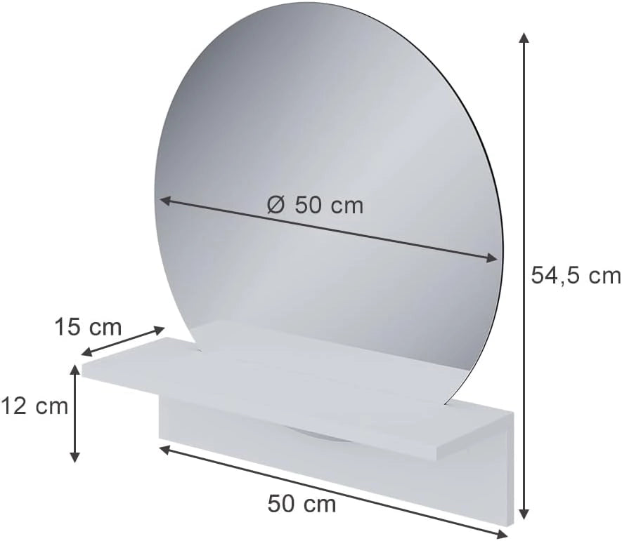 Specchio bagno Elyra, Bianco, 50 x 54.5 cm con ripiano, adatto al montaggio a parete per l'uso quotidiano
