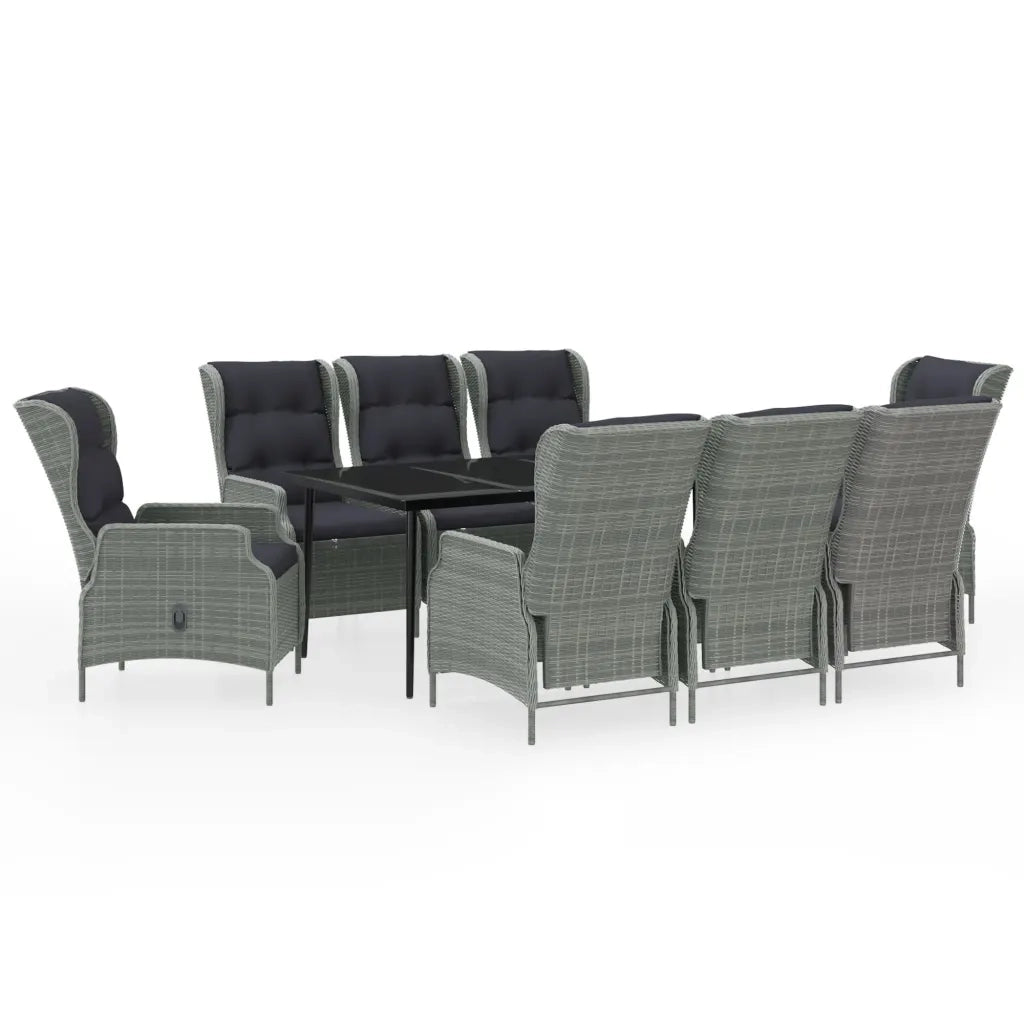 Set Mobili da Pranzo per Giardino 9 pz Grigio Chiaro cod mxl 42163