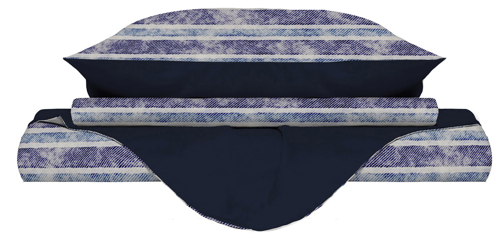 Copripiumino Matrimoniale con Stampa sul Sacco e Federe Doubleface Jeans Stripes