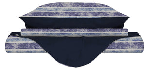 Copripiumino Matrimoniale con Stampa sul Sacco e Federe Doubleface Jeans Stripes
