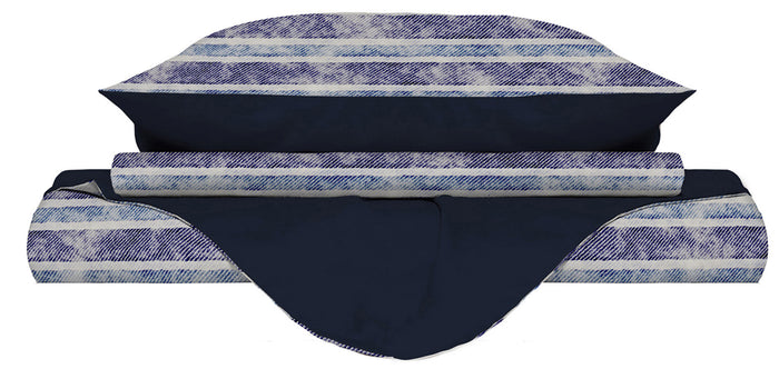Copripiumino Matrimoniale con Stampa sul Sacco e Federe Doubleface Jeans Stripes