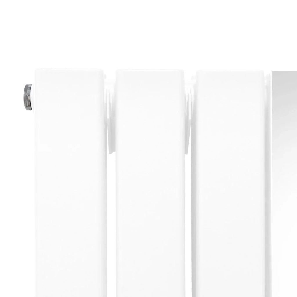Radiatore a specchio a pannello piatto e valvole TRV cromate Bianco 1800 mm x 425 mm