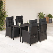 Set da Pranzo da Giardino 5 pz Nero con Cuscini in Polyrattan 3213401