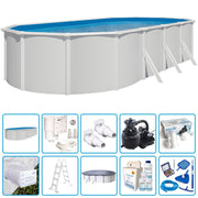 Piscina Fuori Terra Steel White - 7,30 X 3,65 X H.1,32 M - Kit Pro