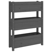 Fioriera | Cassetta per fiori | Vaso Grigia 77x25x104,5 cm in Legno Massello di Pino