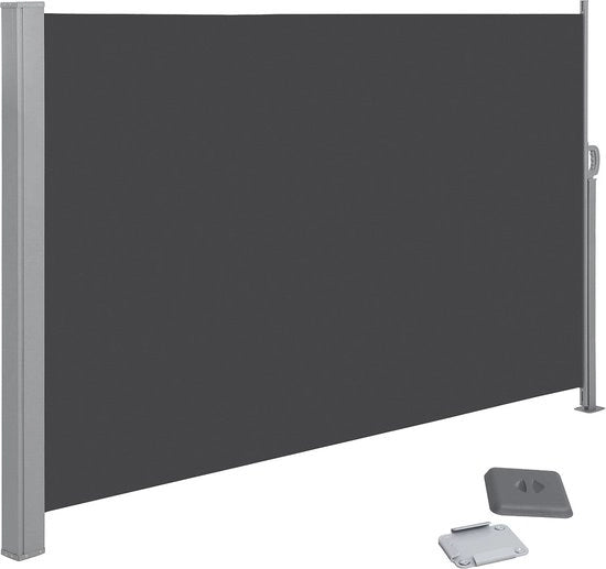 Sopraporta - Schermo di privacy - Estensibile - 2 x 3,5 m - Con guida a pavimento - Grigio fumo