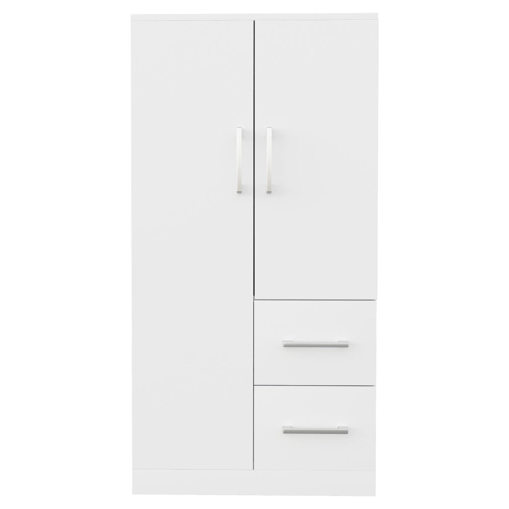 ARMADIO a doppia anta con cassetti 70 x 40 x 135 cm Legno Bianco