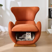 POLTRONA LOUNGE 66x69x76 cm Tessuto Rosso mattone Legno con nicchia per animali
