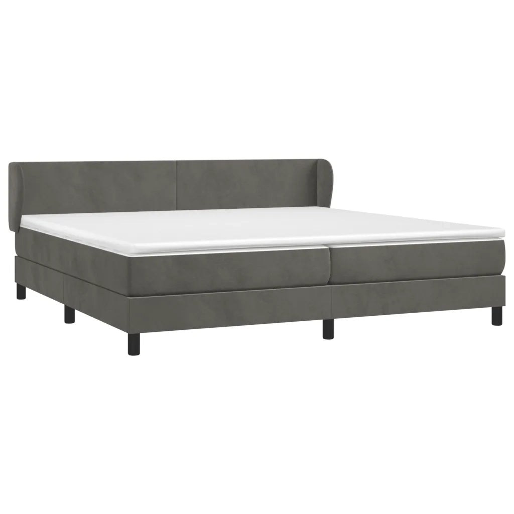 Giroletto a Molle con Materasso Grigio Scuro 200x200 cm Velluto 3127392