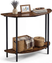 Consolle Ingresso 100 cm, Tavolo d’Ingresso a Forma di Mezzaluna con Doppio Ripiano Aperto, Tavolo Consolle Sottile e Salvaspazio per Salotto, Corridoio e Entrata