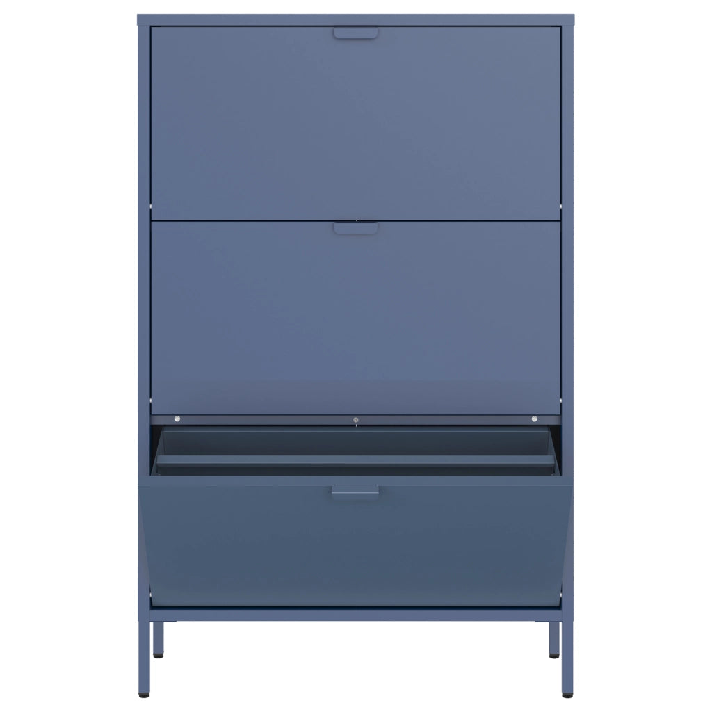 Scarpiera MARION a 3 ante in metallo grigio-blu