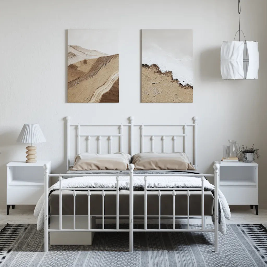 Giroletto con Testiera e Pediera Metallo Bianco 150x200 cm 353606