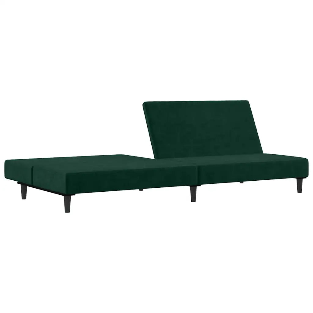 Divano Letto a 2 Posti Verde Scuro in Velluto 375734