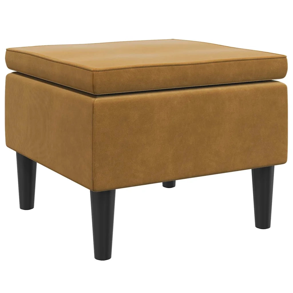 Poggiapiedi con Gambe in Legno Marrone in Velluto 329444