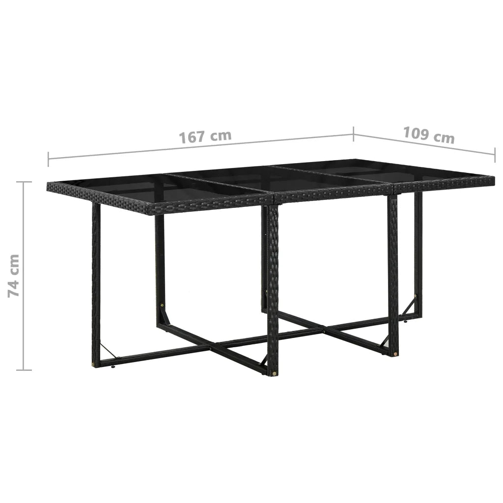 Set da Pranzo da Giardino 11 pz con Cuscini in Polyrattan Nero cod mxl 42956