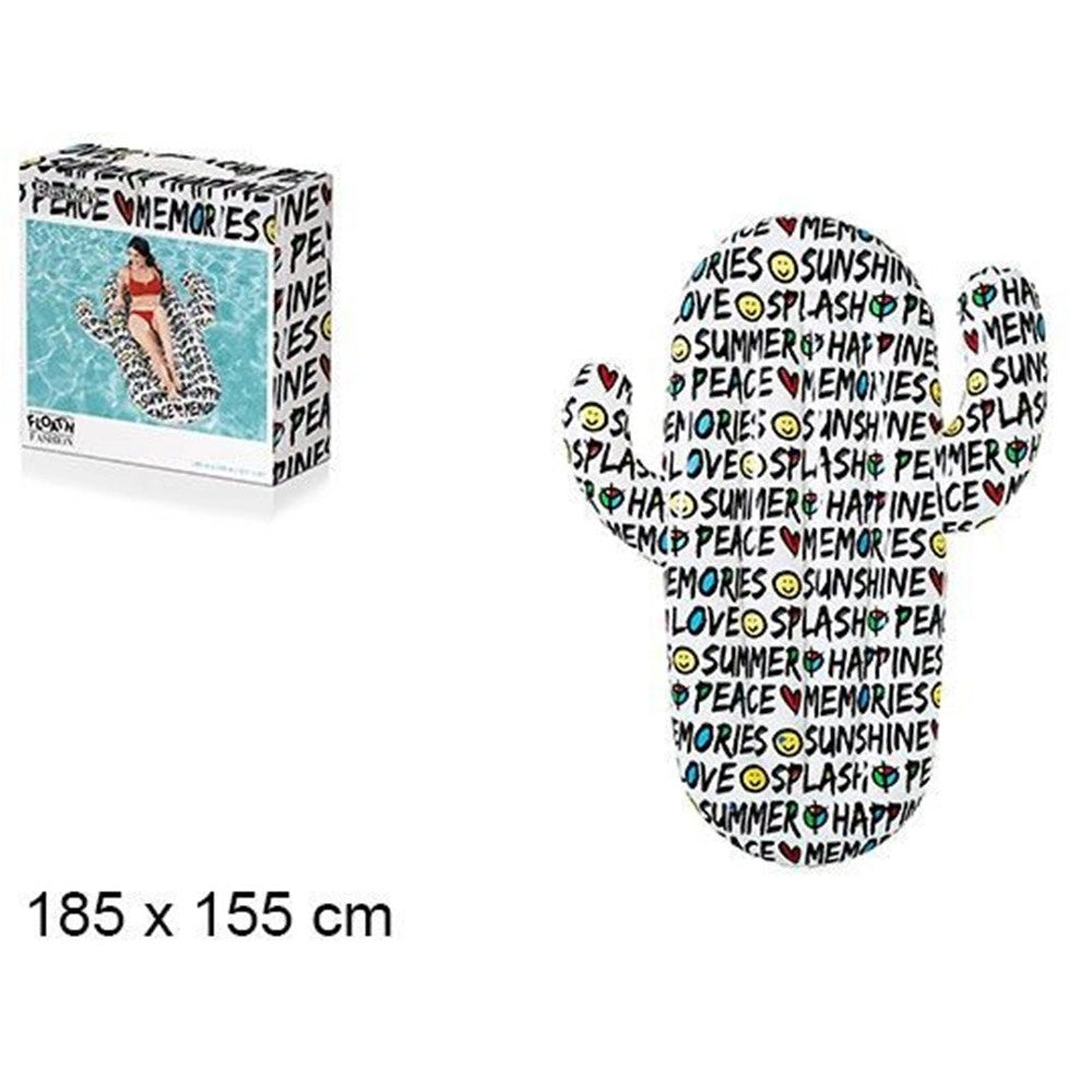 Trade Shop - Materasso Gonfiabile Galleggiante Forma Cactus Con Citazioni Estate 185x155cm 016169 -