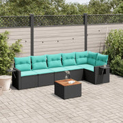 Set Divani da Giardino 7 pz con Cuscini Nero in Polyrattan 3224573