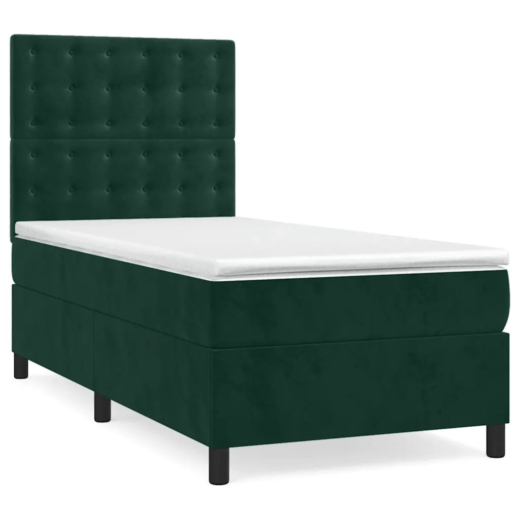Giroletto a Molle con Materasso-Struttura Letto Verde Scuro 90x190 cm Velluto 242558