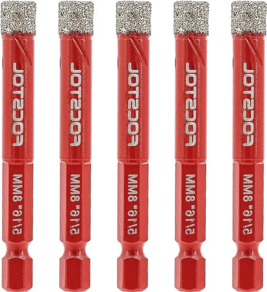 Set di 5 gatenzaag 8 mm a diamante con sistema di cambio rapido a forma di esagono - per ceramica, porcellana, marmo, granito, quarzo