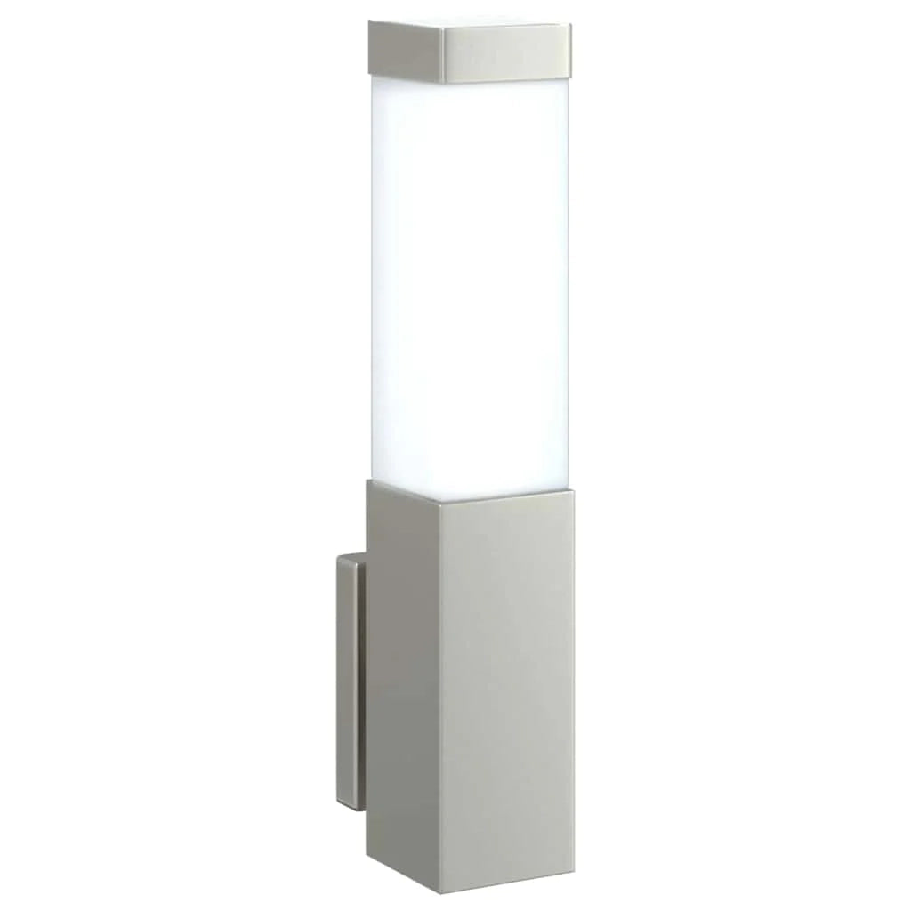 Set di 2 moderne applique da giardino 10,5 x 6 x 33 cm per un'efficace illuminazione esterna realizzate in acciaio inox argentato 02_0056508