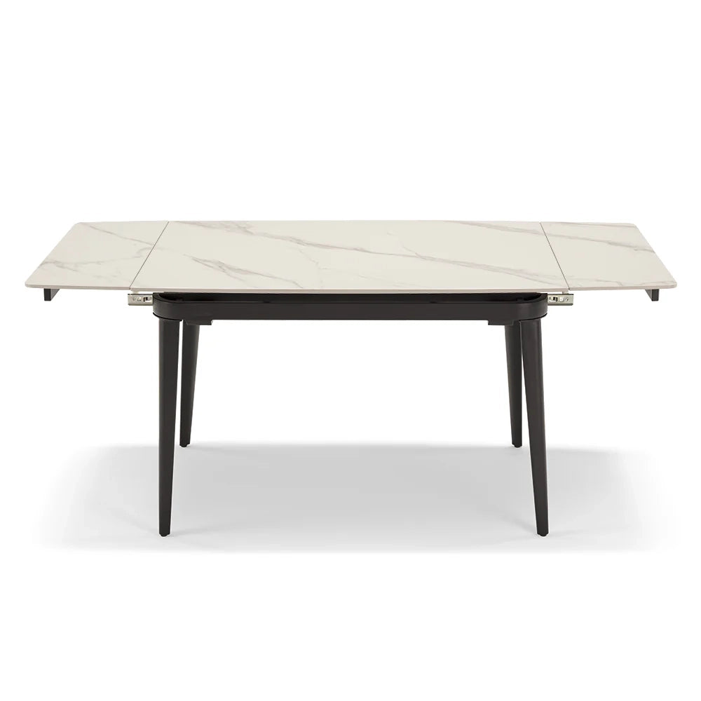 Tavolo da pranzo allungabile 120X90 Marmo di Carrara modello ZANTE fino a a 180 CM per sala da pranzo, cucina e soggiorno, design moderno con top in grès ceramico