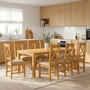 Set da pranzo 9 pz Beige Legno di Quercia Massello 3430417