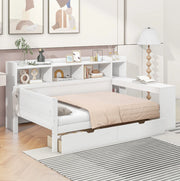 Letto singolo 90x200 cm con scrivania; 2 cassetti; presa di ricarica e USB; bianco