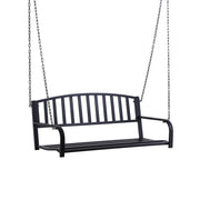 Dondolo Sospeso da Giardino con 2 Posti, Romantica Panchina in Metallo Nero per Esterni, 127 x 60 x 47cm