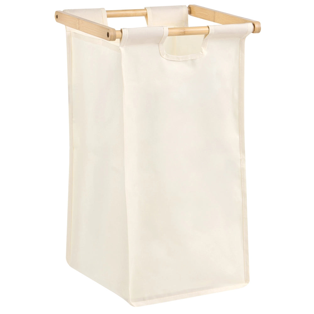 Set di 3 cesti per la biancheria con tasche laterali in tessuto beige marrone chiaro con tasche laterali aggiuntive in tessuto