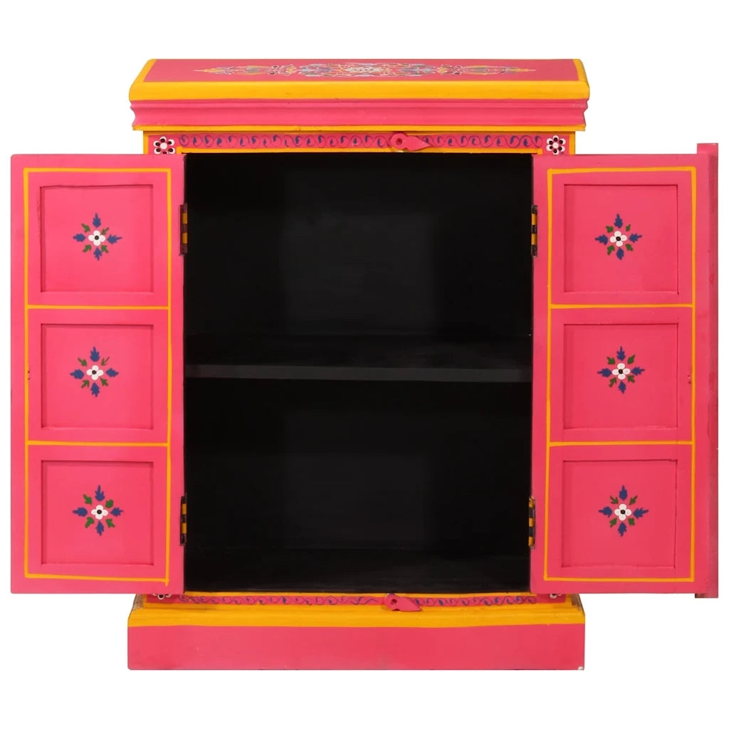 Credenza in Legno Massello di Mango Rosa Dipinta a Mano 244839