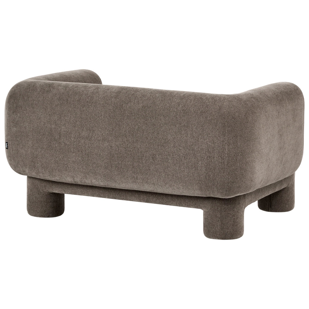 Set da salotto Divano a 3 posti morbido e curvo in tessuto marrone Poltrona Loveseat Stile retrò minimalista