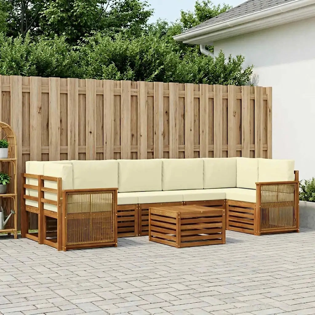 Set di divani da esterno con cuscino 8 pcs Naturale e Crema