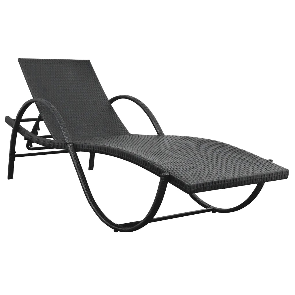 Lettini Prendisole 2 pz con Tavolo in Polyrattan Nero cod mxl 23062